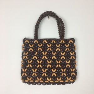 Elegant Brown and Tan Beaded Women's Bag